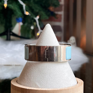 HERMES Clic Clac H Bleu Glacier Enamel Bracelet