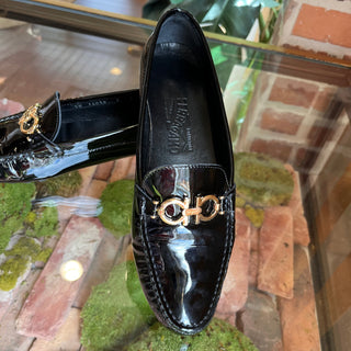 FERRAGAMO Black Patent Leather Mules SZ 8