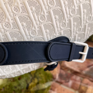 DIOR Bobby Medium White Blue Calfskin Perforated Shoulder Bag