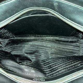 PRADA Diagramme Black Soft Calfskin Leather Impunture Tote