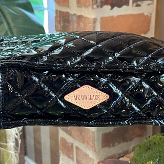 MZ WALLACE Metro Box Black Lacquer Quilted Crossbody Bag