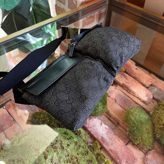 GUCCI Black Denim GG Monogram Belt Bag