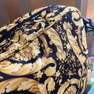 VERSACE Black Gold Nylon Baroque Diaper Bag
