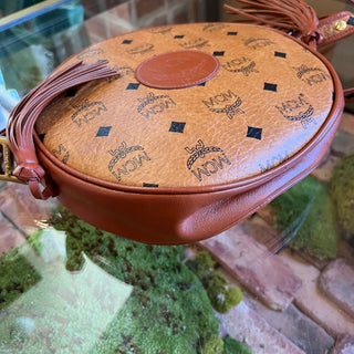 MCM Circle Vintage Cognac Visetos Monogram Canvas Crossbody Bag