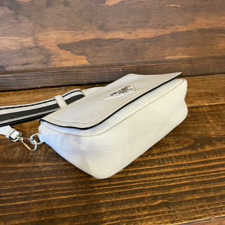 PRADA Vitello Daino Light Gray Blue Soft Leather Flap Crossbody Bag