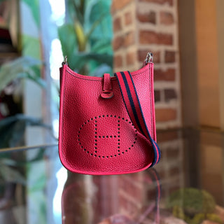 HERMES Evelyne TPM Red Clemence Leather Crossbody