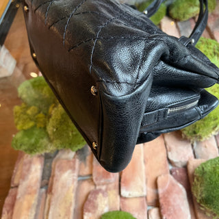 CHANEL On The Road Black Quilted Glazed Leather Tote Bag