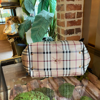 BURBERRY Small Canterbury Beige Haymarket Check Tote Bag