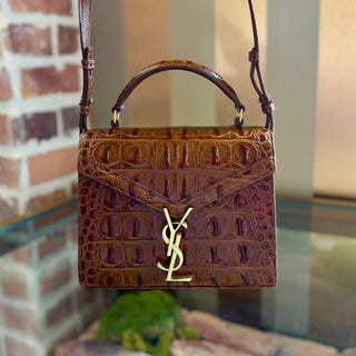 SAINT LAURENT Embossed Leather Cassandre Mini