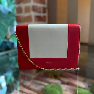 CELINE Red Leather Frame Small Crossbody