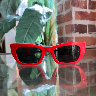 KENZO KZ40162L Red Acetate Rectangular Semi Cat Eye Sunglasses