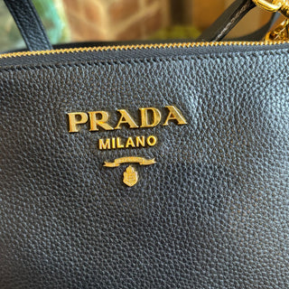 PRADA Vitello Phenix Double Zip Crossbody