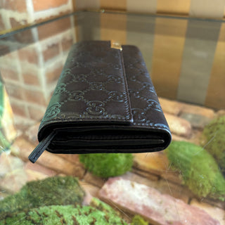 GUCCI Black Leather Guccissima Wallet on Chain