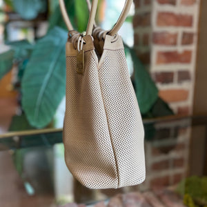 GUCCI Cream Perforated Leather Bucket Bag