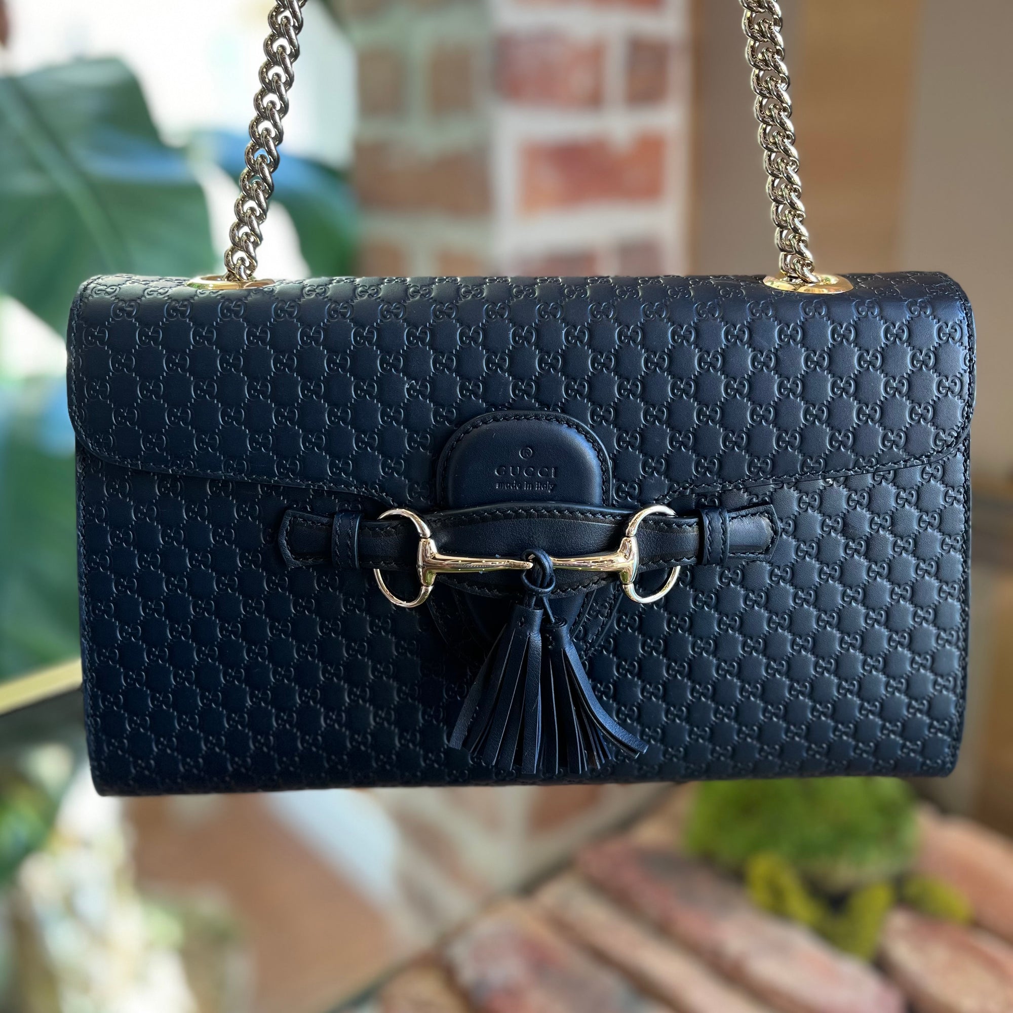 GUCCI Navy Blue Guccissima Emily Flap Bag