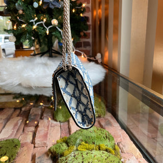 VALENTINO Rockstud Spike Denim Nappa Leather Wallet on Chain Crossbody Bag