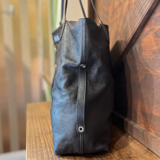 PRADA Etiquette Black Astrale Glace Calf Tote Bag