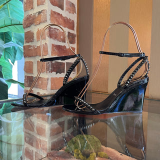 CHRISTIAN LOUBOUTIN Black Patent Leather Wedges SZ 37 (US 7)