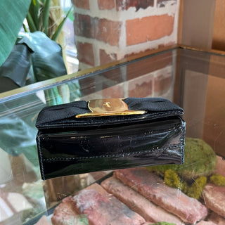 SALVATORE FERRAGAMO Vara Bow Black Patent Leather Clutch Bag