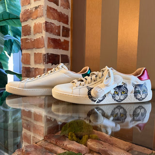 GUCCI Ace Mystic Cat White Leather Sneakers SZ 38 (US 8)
