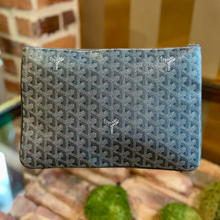 GOYARD Grey Coated Canvas Pochette Senat MM