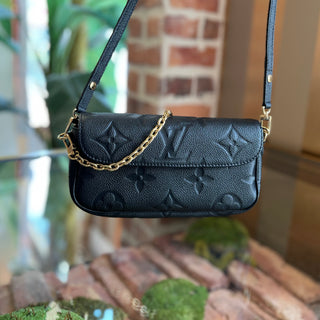 LOUIS VUITTON Ivy Giant Monogram Empreinte Black Wallet on Chain Bag