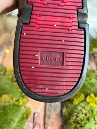 gucci Mens 10.5 Sneakers GG Web Leather w/ Logo Laces