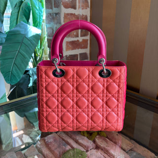 DIOR Medium Orange Cannage Lady Dior