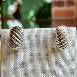 DAVID YURMAN 925 Sterling Silver Huggie Cable Earrings