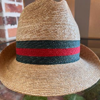 GUCCI Raffia Web Stripe Fedora Hat SZ 57 (M)