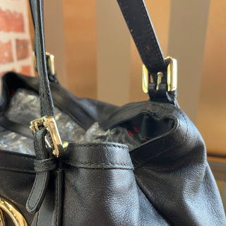 GUCCI Britt Medium Black Leather Tote Bag