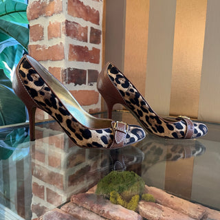 DOLCE&GABBANA Leopard Print Canvas Pumps SZ 37.5 (US 7.5)