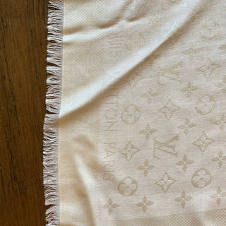 LOUIS VUITTON Shine Pink Silk Blend Monogram Shawl