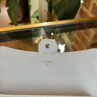CHANEL Classic Gray Caviar Leather Long Wallet