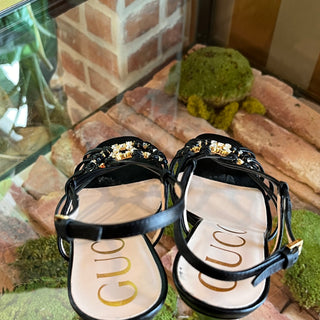 GUCCI Interlocking G Logo Leather Slingback Sandals SZ36(6US)