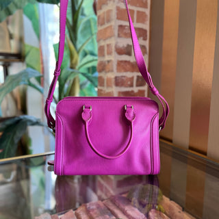 ALEXANDER MCQUEEN Small Skull Padlock Fuchsia Grained Calfskin Zip Tote Bag