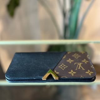 LOUIS VUITTON Monogram Canvas Black Leather Kimono Wallet