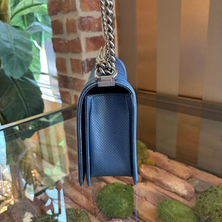 CHANEL Blue Perforated Medium Boy Bag