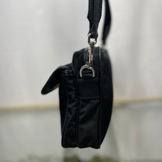 PRADA Black Re-Nylon Saffiano Pocket Single Snap Buckle Crossbody Bag