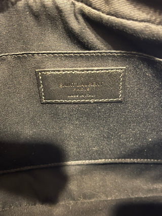 SAINT LAURENT Lou Black Calfskin Matelasse Monogram Crossbody Bag