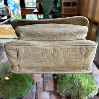 SAINT LAURENT Small Croc Nubuck Niki Shoulder Bag