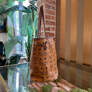 MCM Liz Reversible Cognac Monogram Canvas Tote Bag