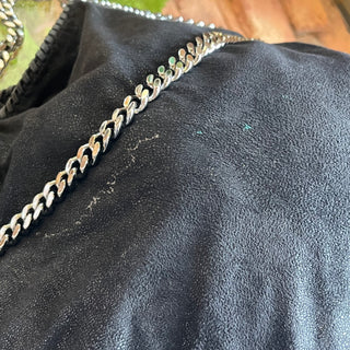 STELLA MCCARTNEY Falabella Black Vegan Grained Shaggy Deer Tote Bag