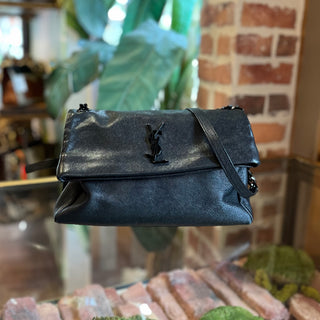 SAINT LAURENT West Hollywood Black Grained Leather Shoulder Bag