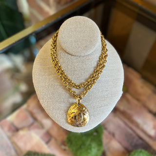 CHANEL CC Gold Plated Tear Drop Gold Necklace