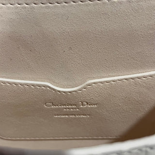 DIOR Bobby Medium White Blue Calfskin Perforated Shoulder Bag