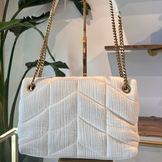 Saint Laurent Lou Lou Puffer Cotton Shoulder Bag Small