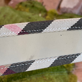 BURBERRY Beige White Check Canvas Leather Belt SZ36/90(M)