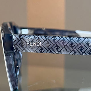 FENDI FE40077I 25C Black White FF Acetate Square Sunglasses