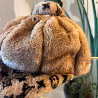 LOUIS VUITTON Beige Monogram Cavroche Mink Cap